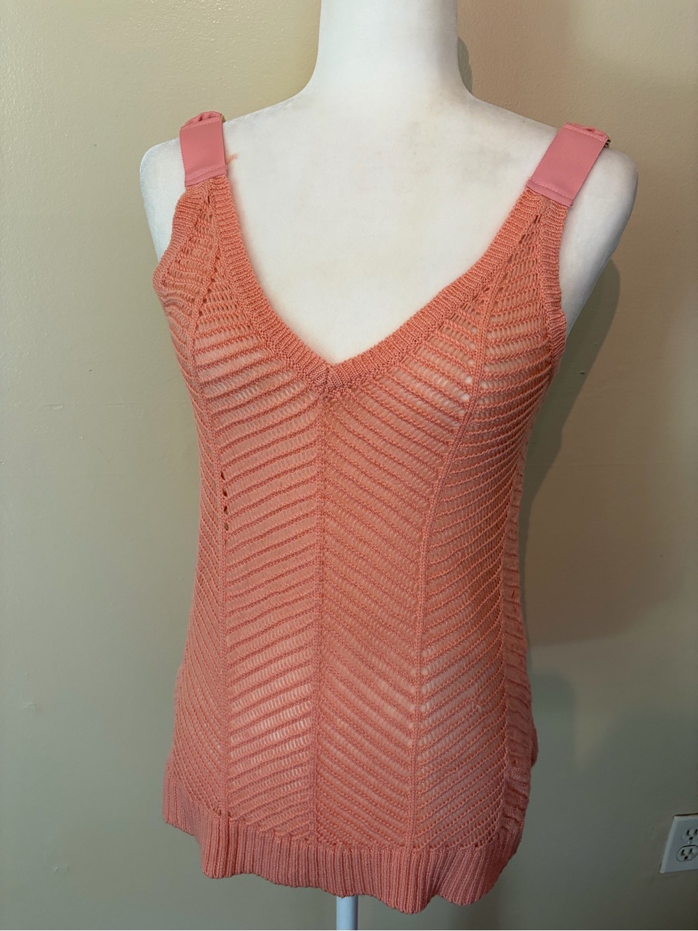 bebe Coral Knit V-Neck Swim Cover-Up Tank